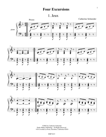Free Sheet Music Four Excursions