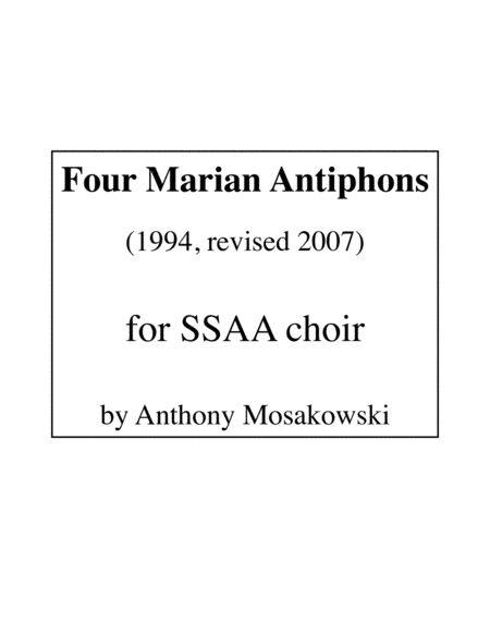 Free Sheet Music Four Marian Antiphons