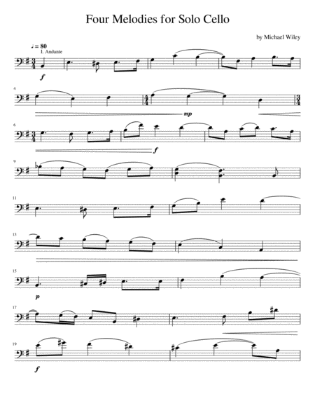 Four Melodies For Solo Cello Sheet Music