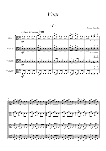 Free Sheet Music Four Quartet For Four Violas