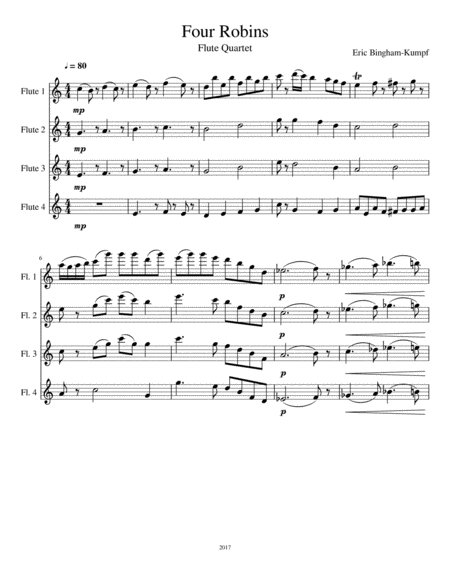 Free Sheet Music Four Robins