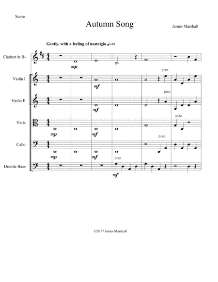 Free Sheet Music Four Seasons For Solo Clarinet In Bb And Young Orchstra Score Only