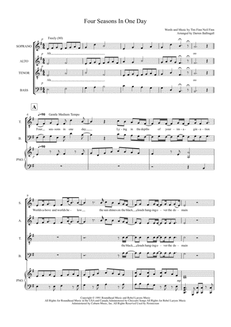 Four Seasons In One Day Satb Sheet Music