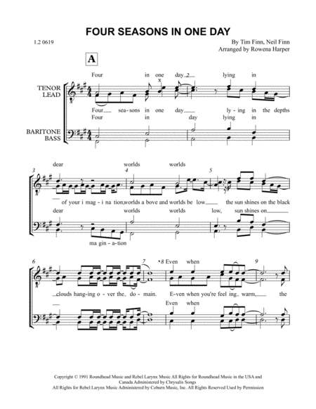 Free Sheet Music Four Seasons In One Day