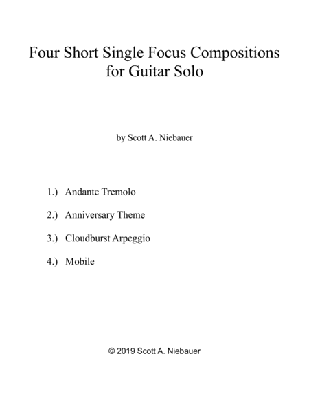 Four Short Single Focus Compositions For Guitar Solo Sheet Music