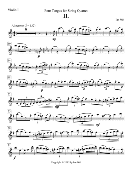 Free Sheet Music Four Tangos For String Quartet Ii