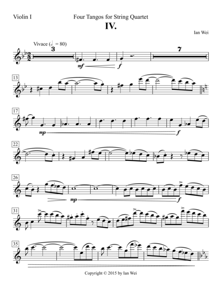 Four Tangos For String Quartet Iv Sheet Music