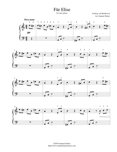 Fr Elise For Easy Piano Sheet Music