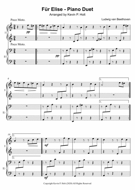 Fr Elise Piano Duet Sheet Music