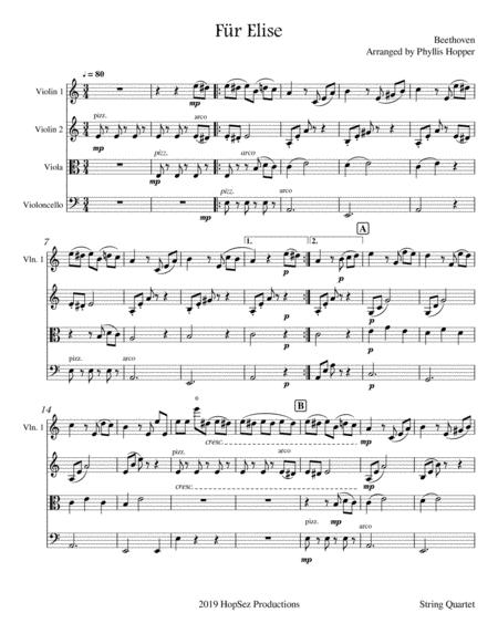 Fr Elise String Quartet Sheet Music