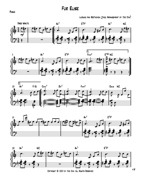 Free Sheet Music Fr Elise