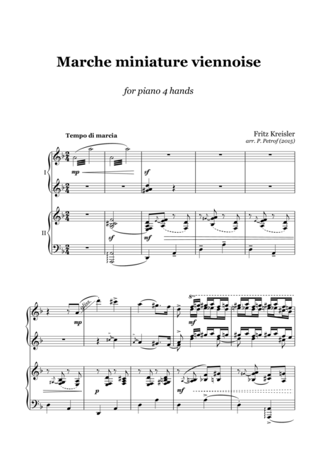 Free Sheet Music Fr Kreisler Marche Miniature Viennoise For Piano 4 Hands