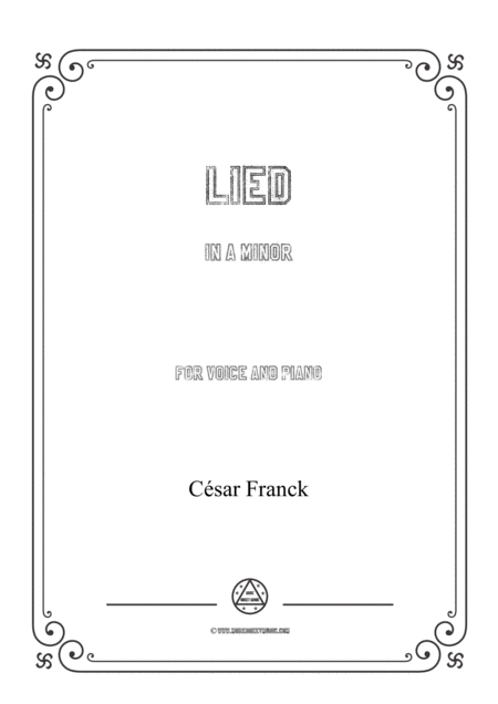 Franck Lied In A Minor For Voice And Piano Sheet Music