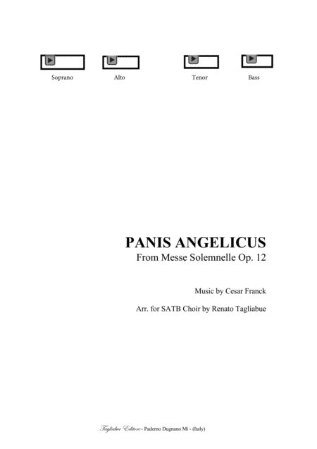 Franck Panis Angelicus For Satb Choir And Organ Pdf Files With Embedded Mp3 Files Of The Individual Parts Sheet Music