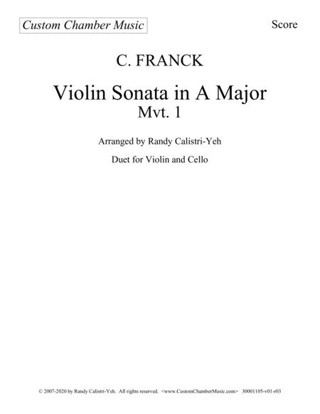 Franck Violin Sonata Mvt I Violin Cello Duet Sheet Music