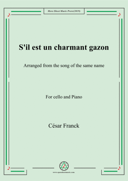 Free Sheet Music Francks Il Est Un Charmant Gazon For Cello And Piano