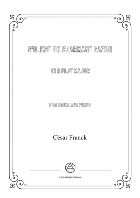 Francks Il Est Un Charmant Gazon In D Flat Major For Voice And Piano Sheet Music