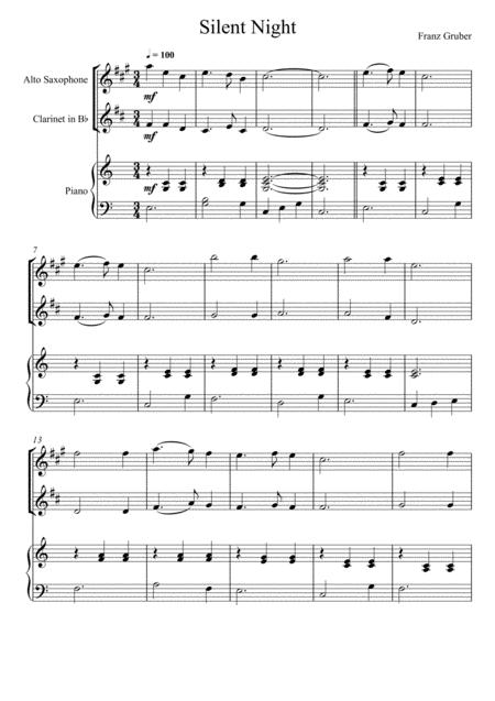 Free Sheet Music Franz Gruber Silent Night Alto Saxophone And Clarinet Duet