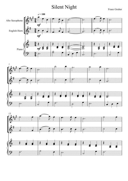 Free Sheet Music Franz Gruber Silent Night Alto Saxophone And English Horn Duet