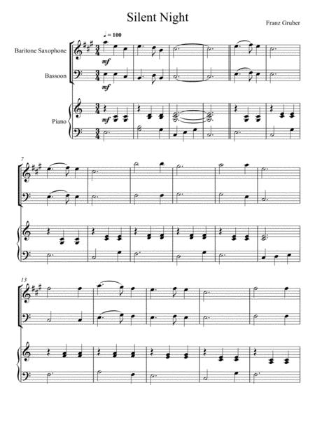 Free Sheet Music Franz Gruber Silent Night Baritone Saxophone And Bassoon Duet