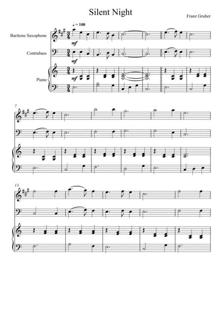 Free Sheet Music Franz Gruber Silent Night Baritone Saxophone And Double Bass Duet