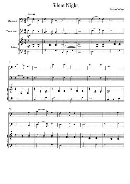 Free Sheet Music Franz Gruber Silent Night Bassoon And Trombone Duet