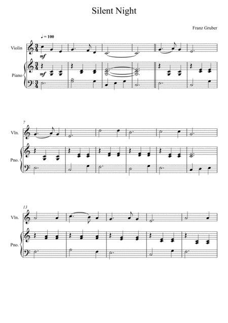 Free Sheet Music Franz Gruber Silent Night C Key Violin Solo