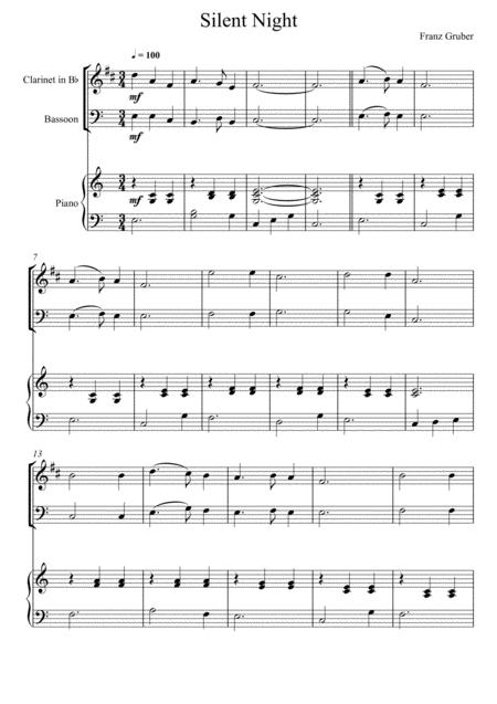 Free Sheet Music Franz Gruber Silent Night Clarinet And Bassoon Duet