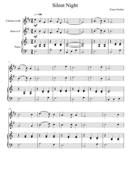 Franz Gruber Silent Night Clarinet And Horn In F Duet Sheet Music