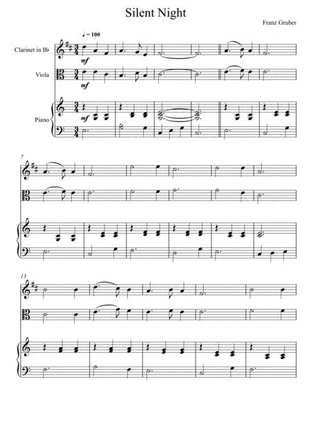 Free Sheet Music Franz Gruber Silent Night Clarinet And Viola Duet