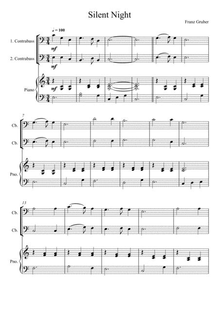 Free Sheet Music Franz Gruber Silent Night Double Bass Duo