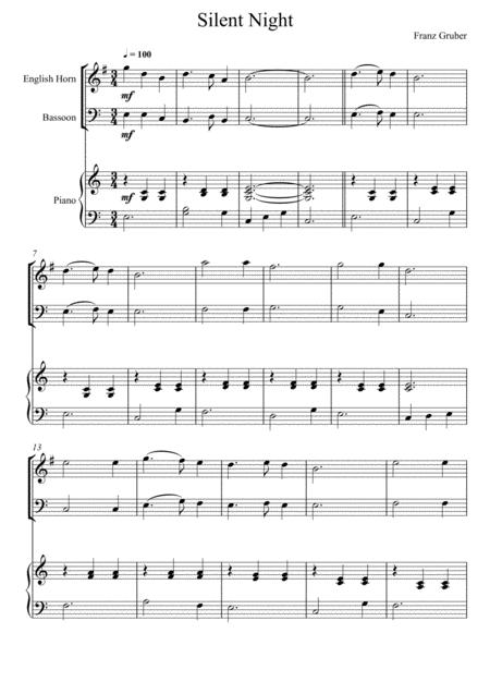 Free Sheet Music Franz Gruber Silent Night English Horn And Bassoon Duet