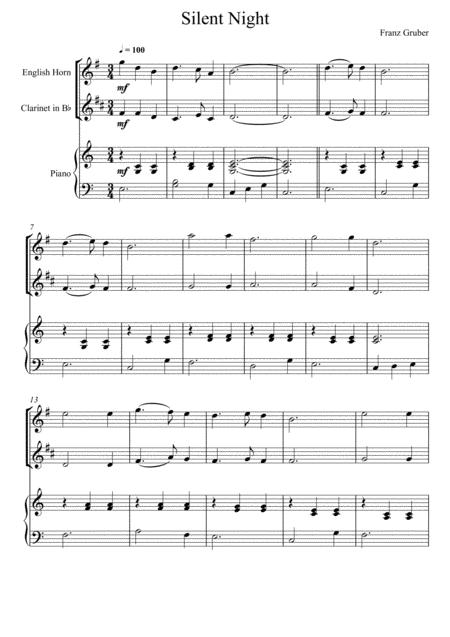 Franz Gruber Silent Night English Horn And Clarinet Duet Sheet Music