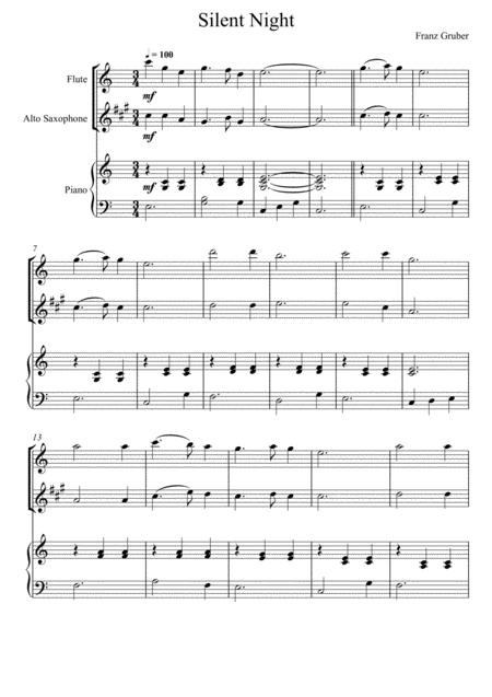 Franz Gruber Silent Night Flute And Alto Saxophone Duet Sheet Music