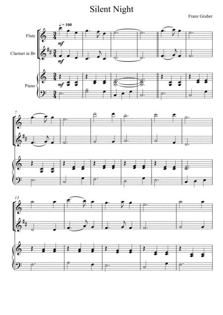 Free Sheet Music Franz Gruber Silent Night Flute And Clarinet Duet