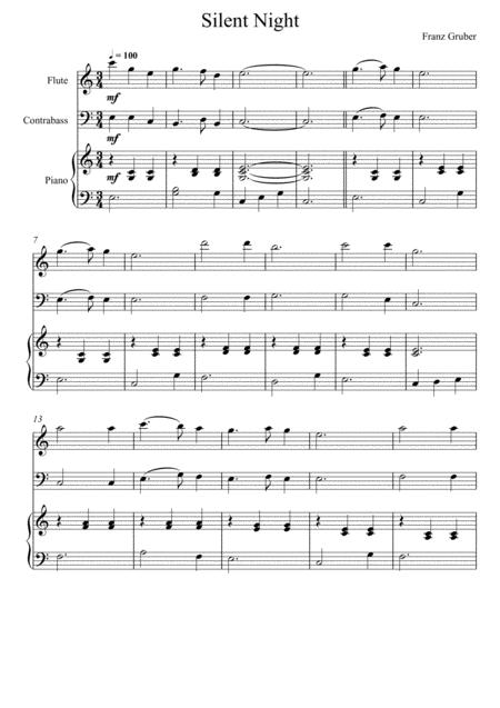 Franz Gruber Silent Night Flute And Double Bass Duet Sheet Music