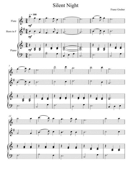 Free Sheet Music Franz Gruber Silent Night Flute And Horn In F Duet