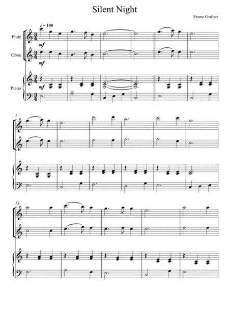 Free Sheet Music Franz Gruber Silent Night Flute And Oboe Duet