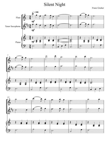 Franz Gruber Silent Night Flute And Tenor Saxophone Duet Sheet Music