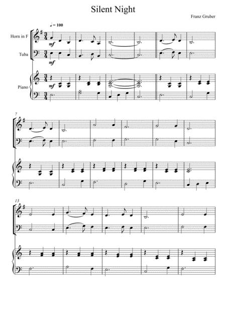 Free Sheet Music Franz Gruber Silent Night Horn In F And Tuba Duet