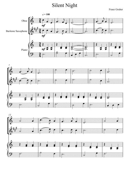 Free Sheet Music Franz Gruber Silent Night Oboe And Baritone Saxophone Duet