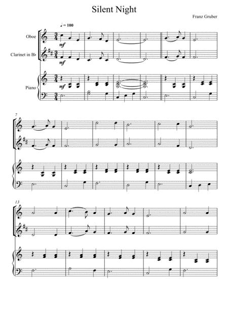 Free Sheet Music Franz Gruber Silent Night Oboe And Clarinet Duet