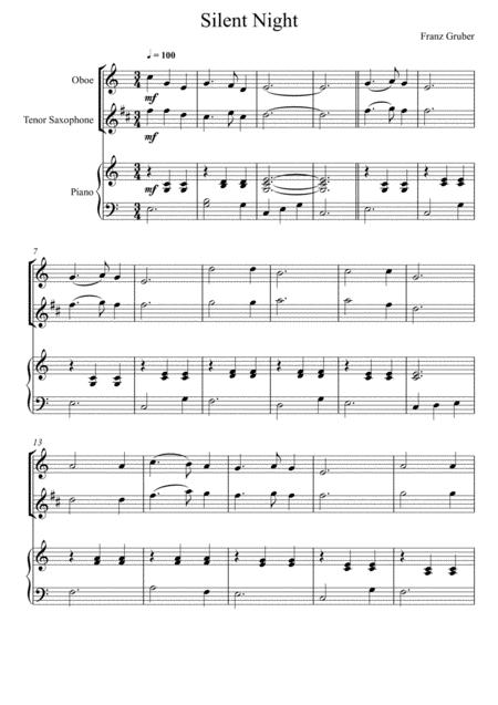 Franz Gruber Silent Night Oboe And Tenor Saxophone Duet Sheet Music