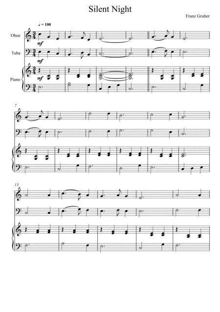 Free Sheet Music Franz Gruber Silent Night Oboe And Tuba Duet