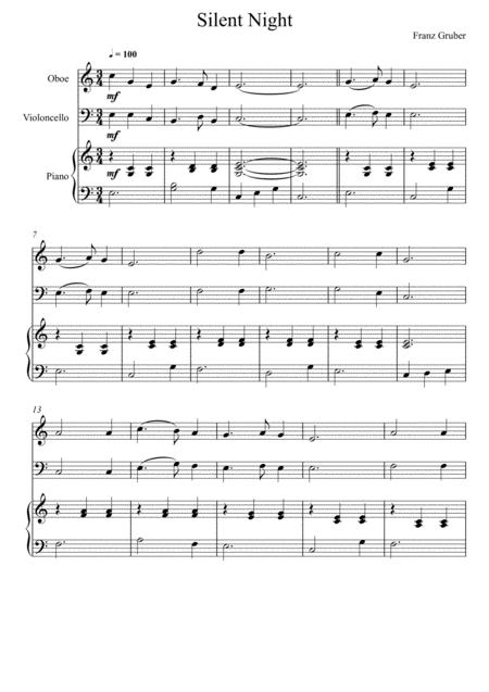 Franz Gruber Silent Night Oboe And Violoncello Duet Sheet Music