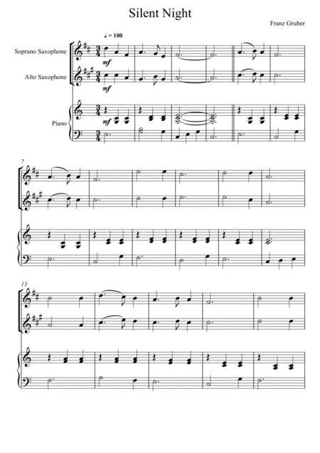 Free Sheet Music Franz Gruber Silent Night Soprano Saxophone And Alto Saxophone Duet