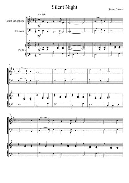 Free Sheet Music Franz Gruber Silent Night Tenor Saxophone And Bassoon Duet