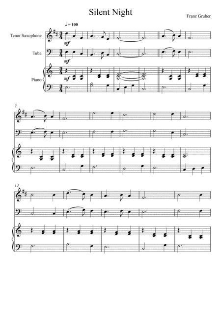 Free Sheet Music Franz Gruber Silent Night Tenor Saxophone And Tuba Duet