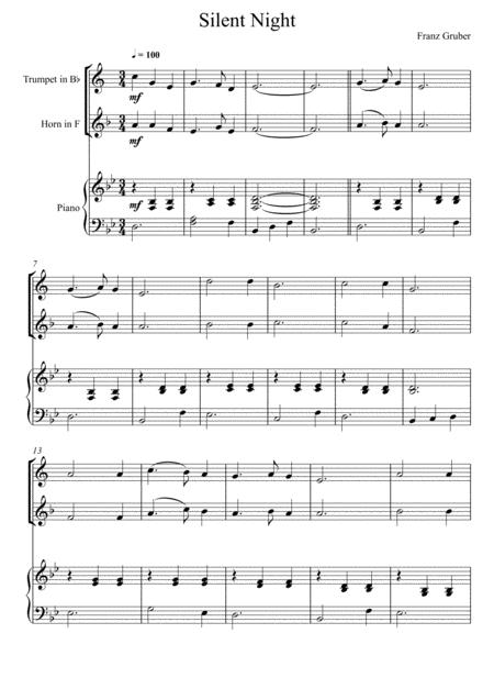 Franz Gruber Silent Night Trumpet And Horn In F Duet Sheet Music