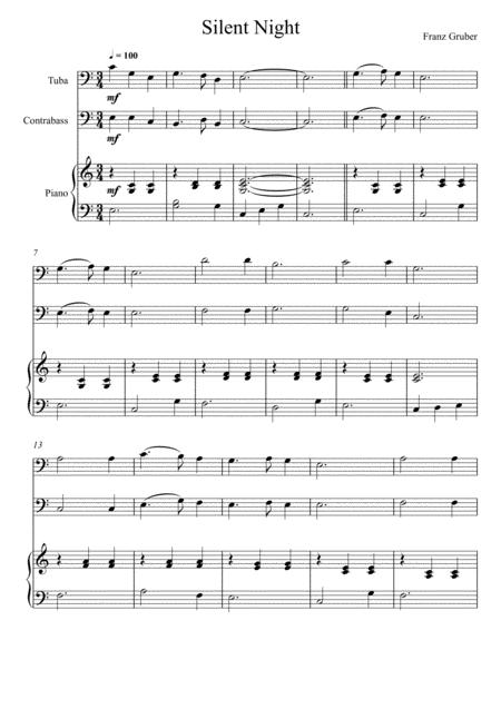 Franz Gruber Silent Night Tuba And Double Bass Duet Sheet Music